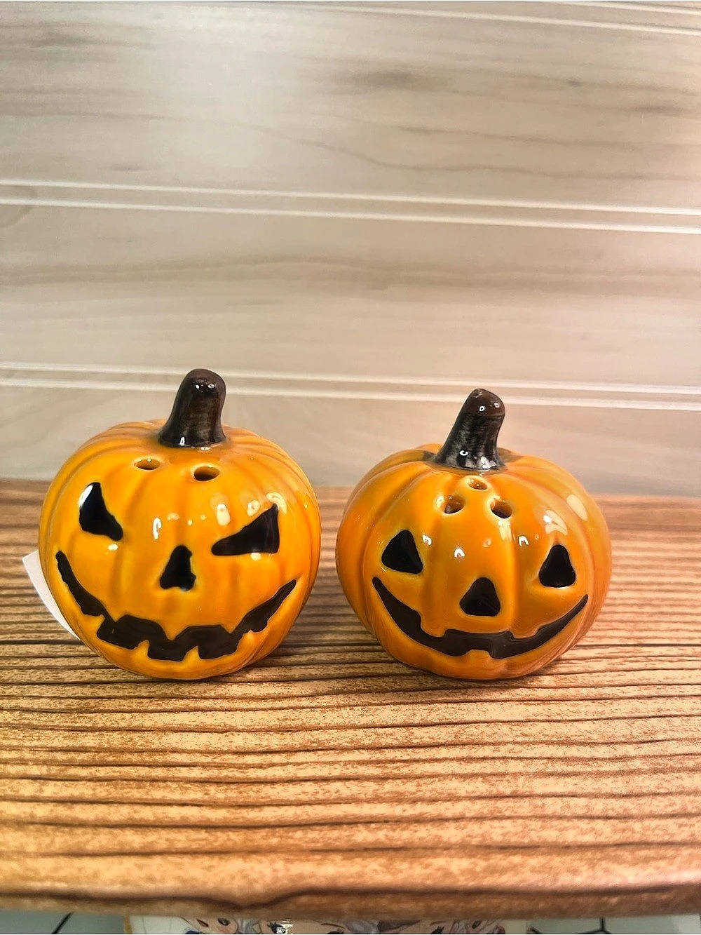 Cracker Barrel Mini Halloween Pumpkin Decor Set in Orange & Black